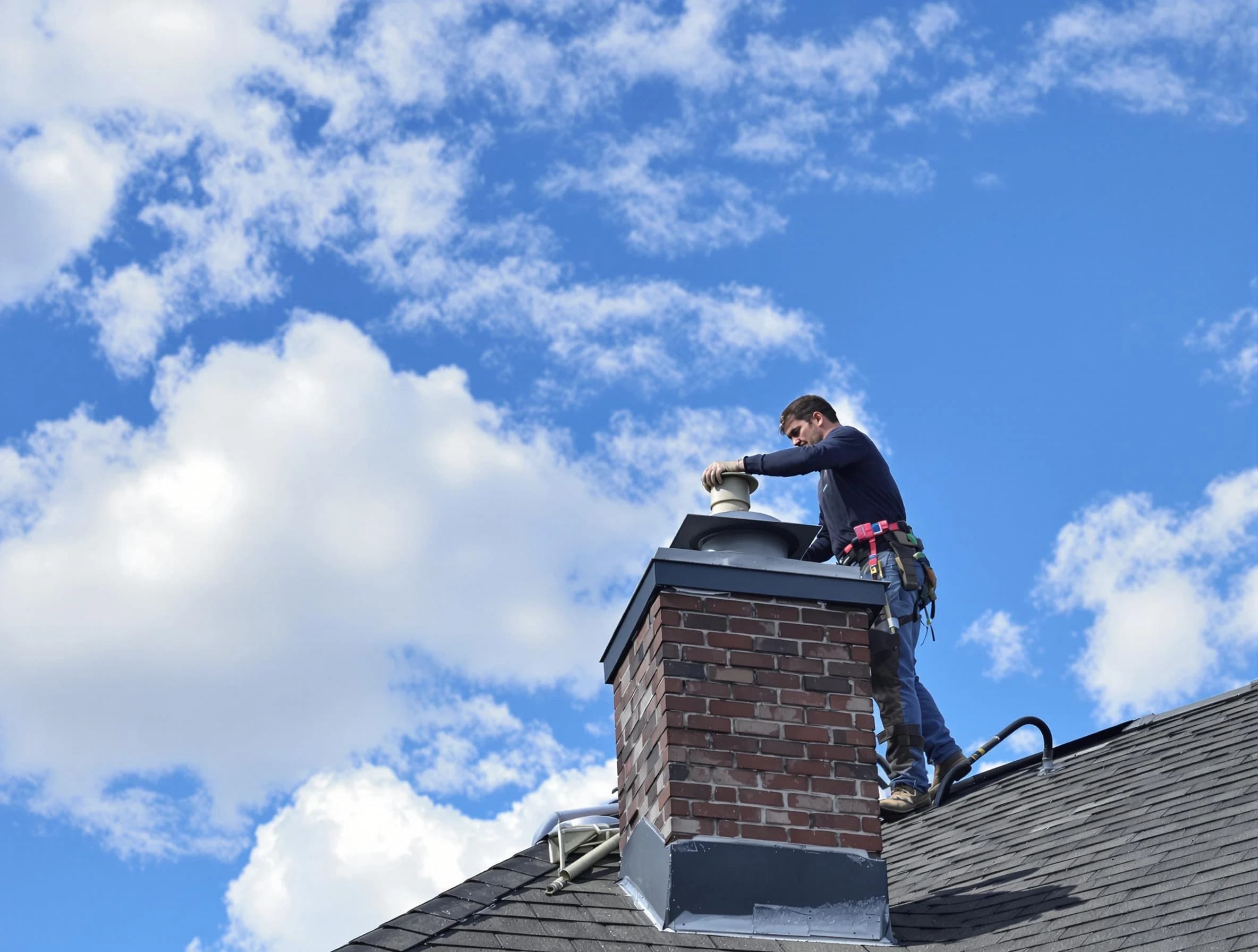 Hiram Chimney Sweep installing a sturdy chimney cap in Hiram, GA