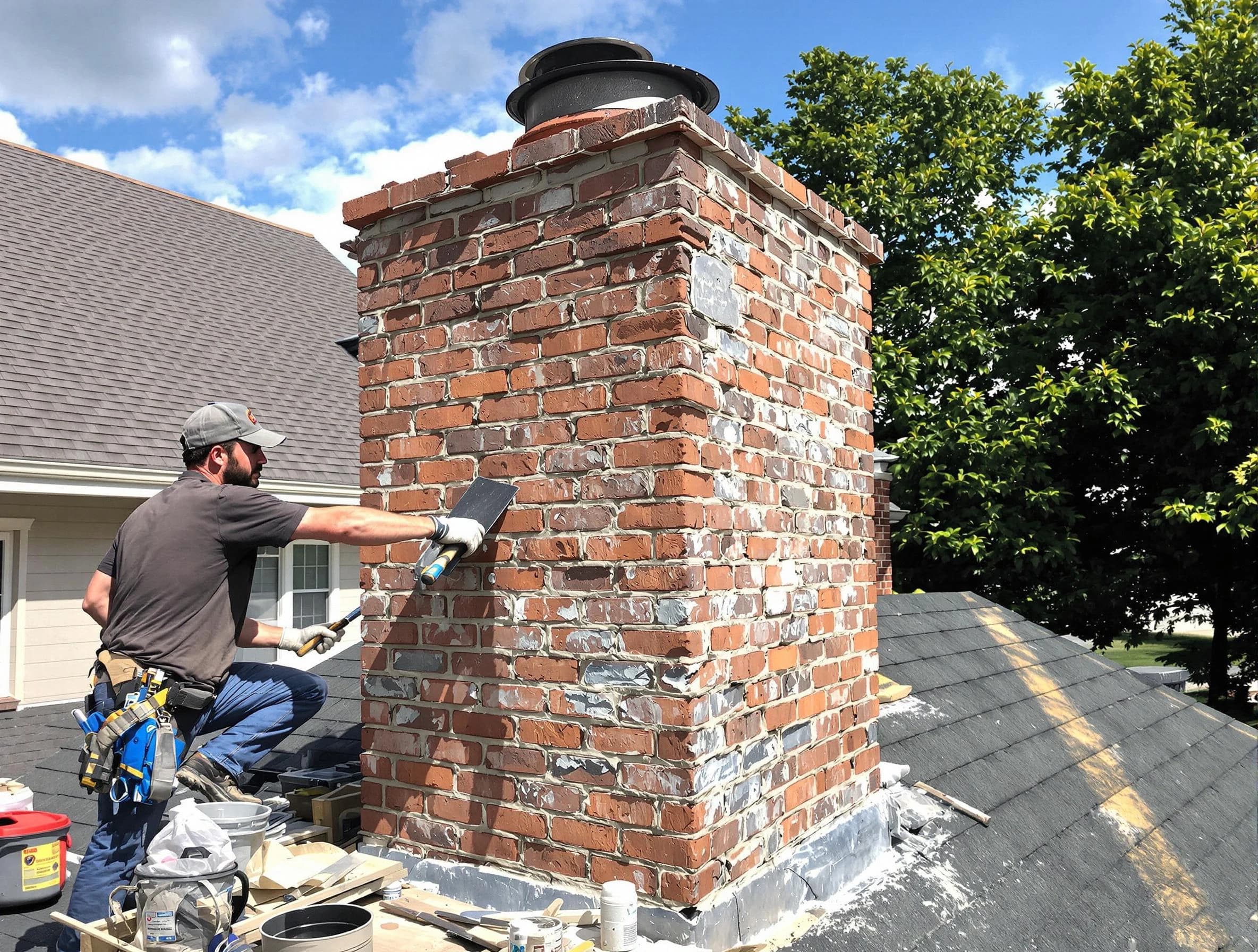 Completed chimney rebuild by Hiram Chimney Sweep in Hiram, GA