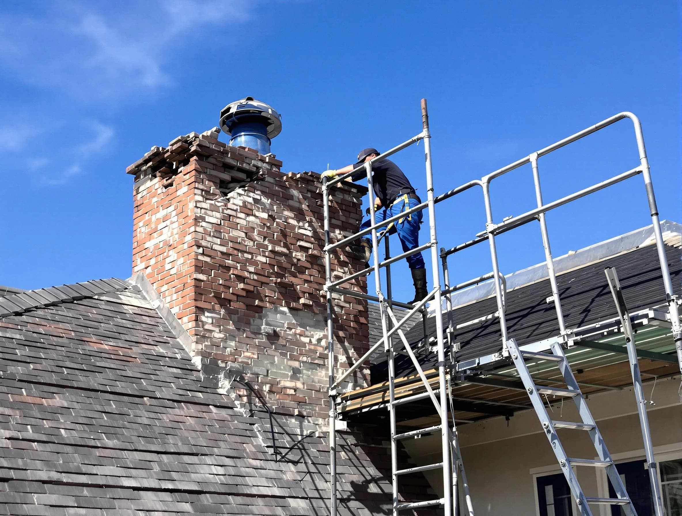 Rebuilding a chimney structure by Hiram Chimney Sweep in Hiram, GA