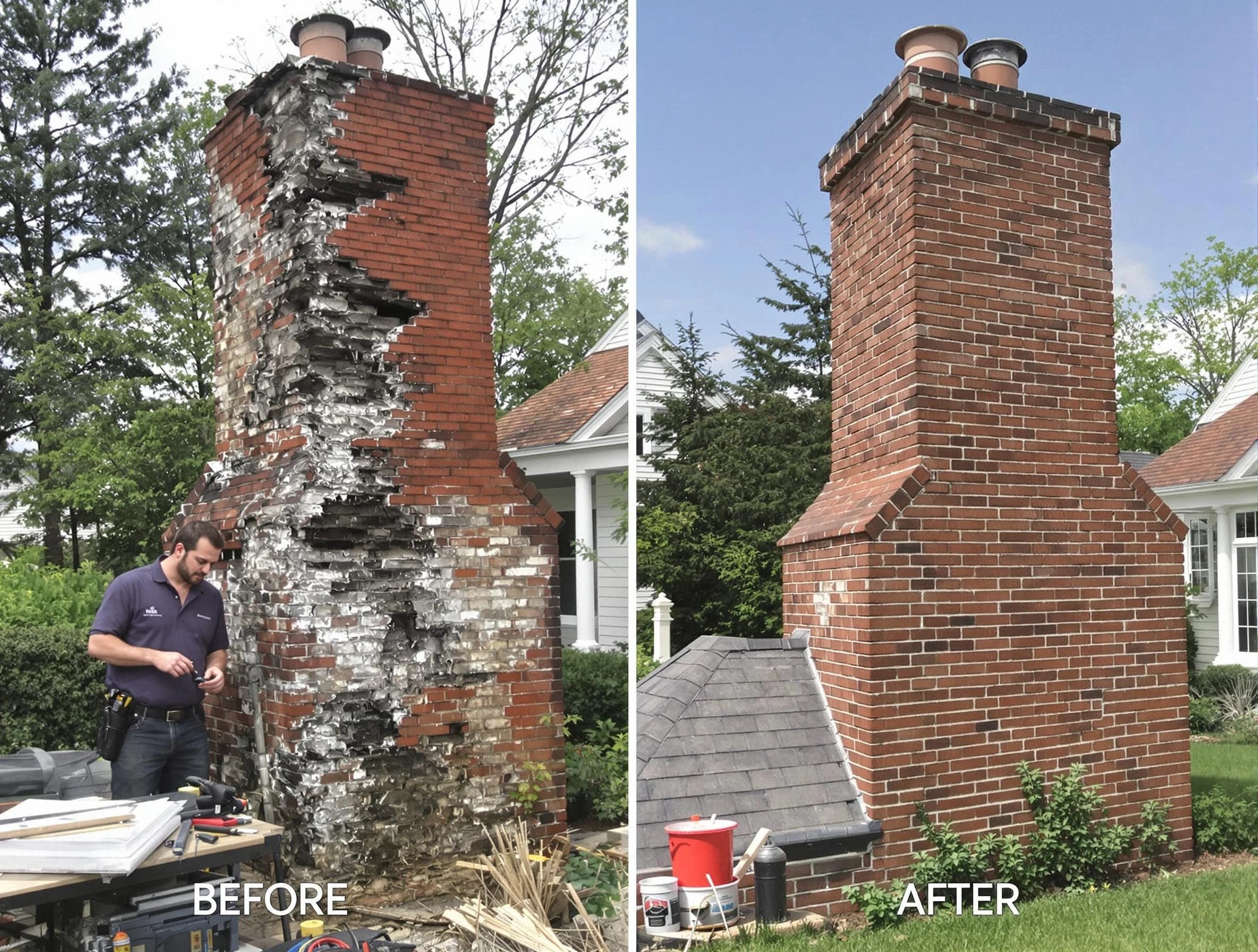 Hiram Chimney Sweep performing a full chimney restoration in Hiram, GA