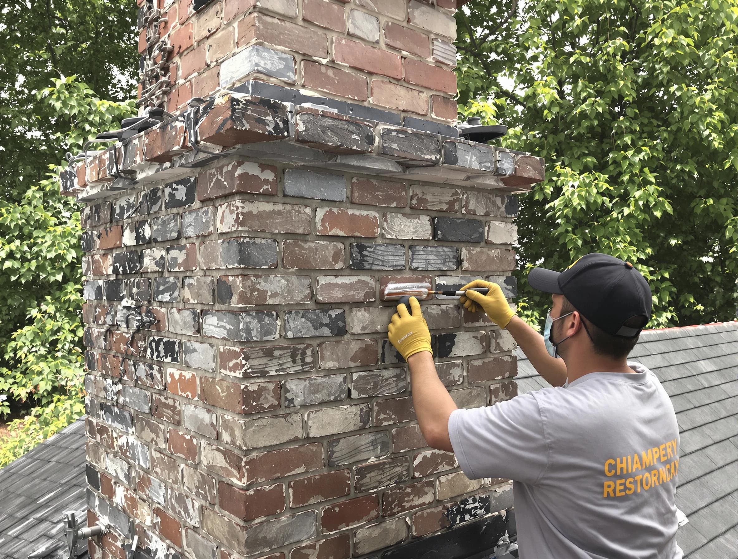 In-progress chimney restoration by Hiram Chimney Sweep in Hiram, GA
