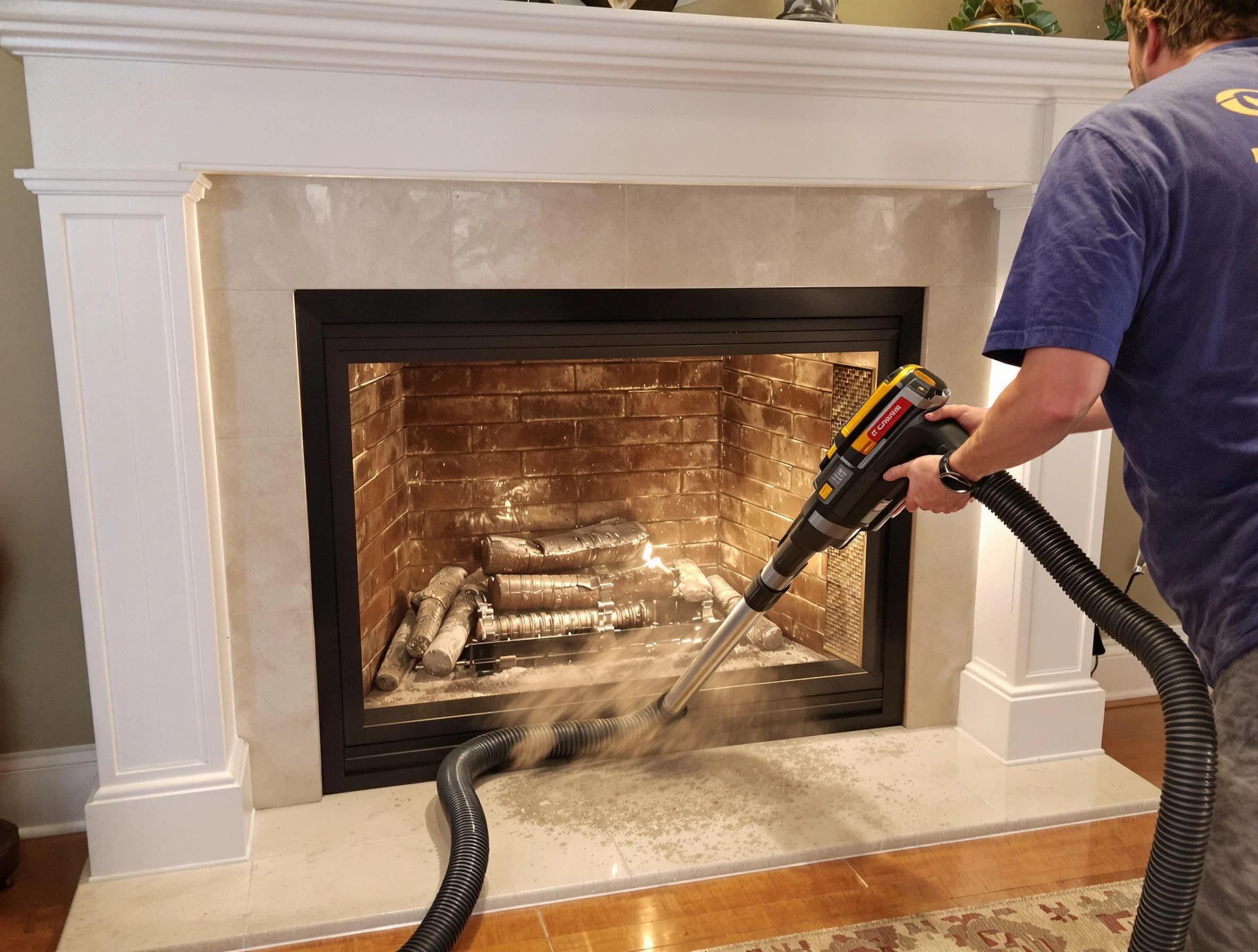 Fireplace cleaning performed by Hiram Chimney Sweep in Hiram, GA