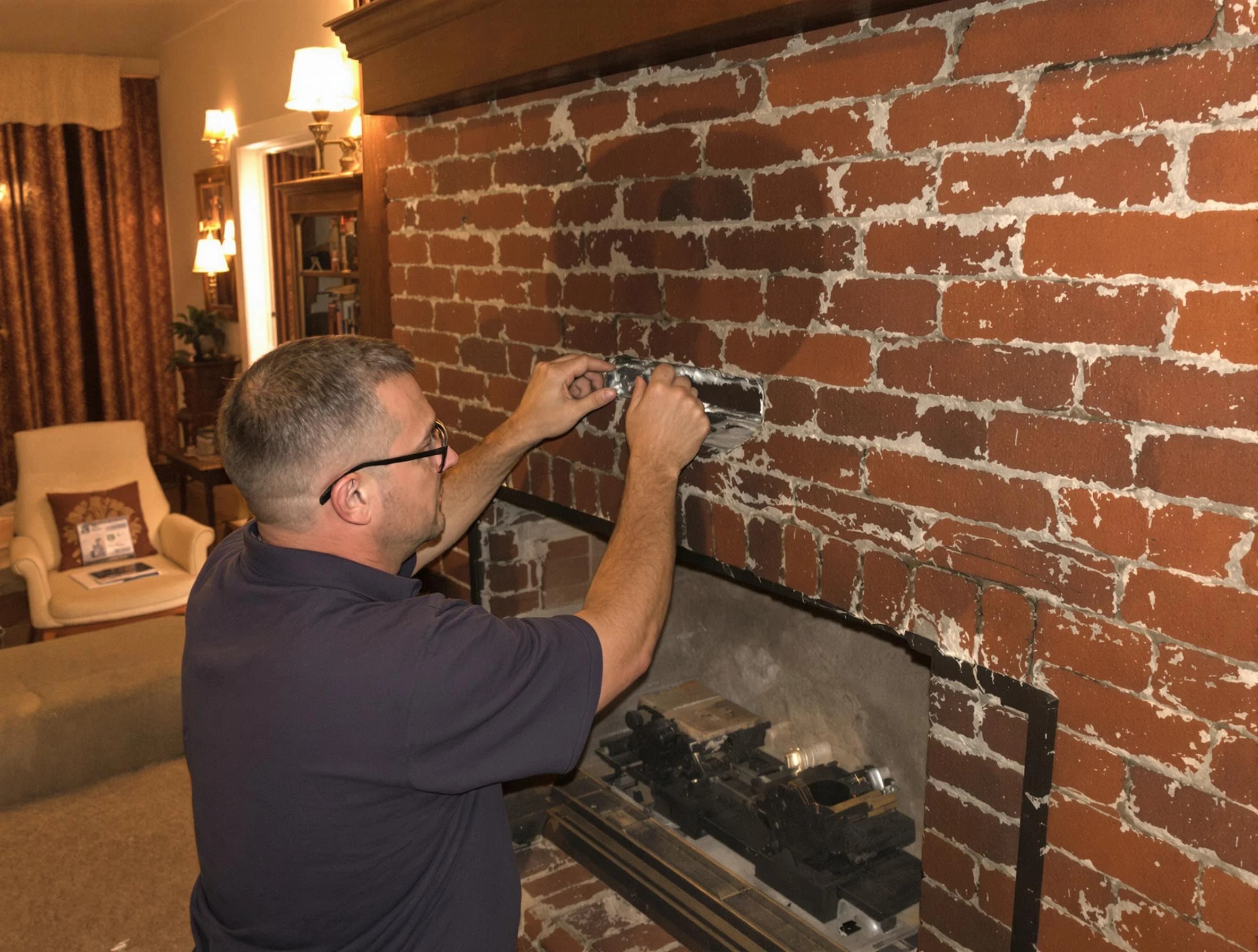 Hiram Chimney Sweep expert fixing a fireplace in Hiram, GA