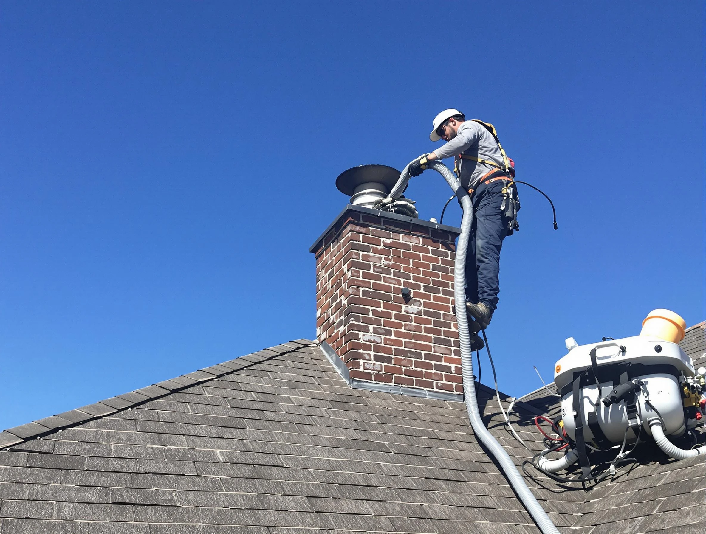 Dedicated Hiram Chimney Sweep team member cleaning a chimney in Hiram, GA