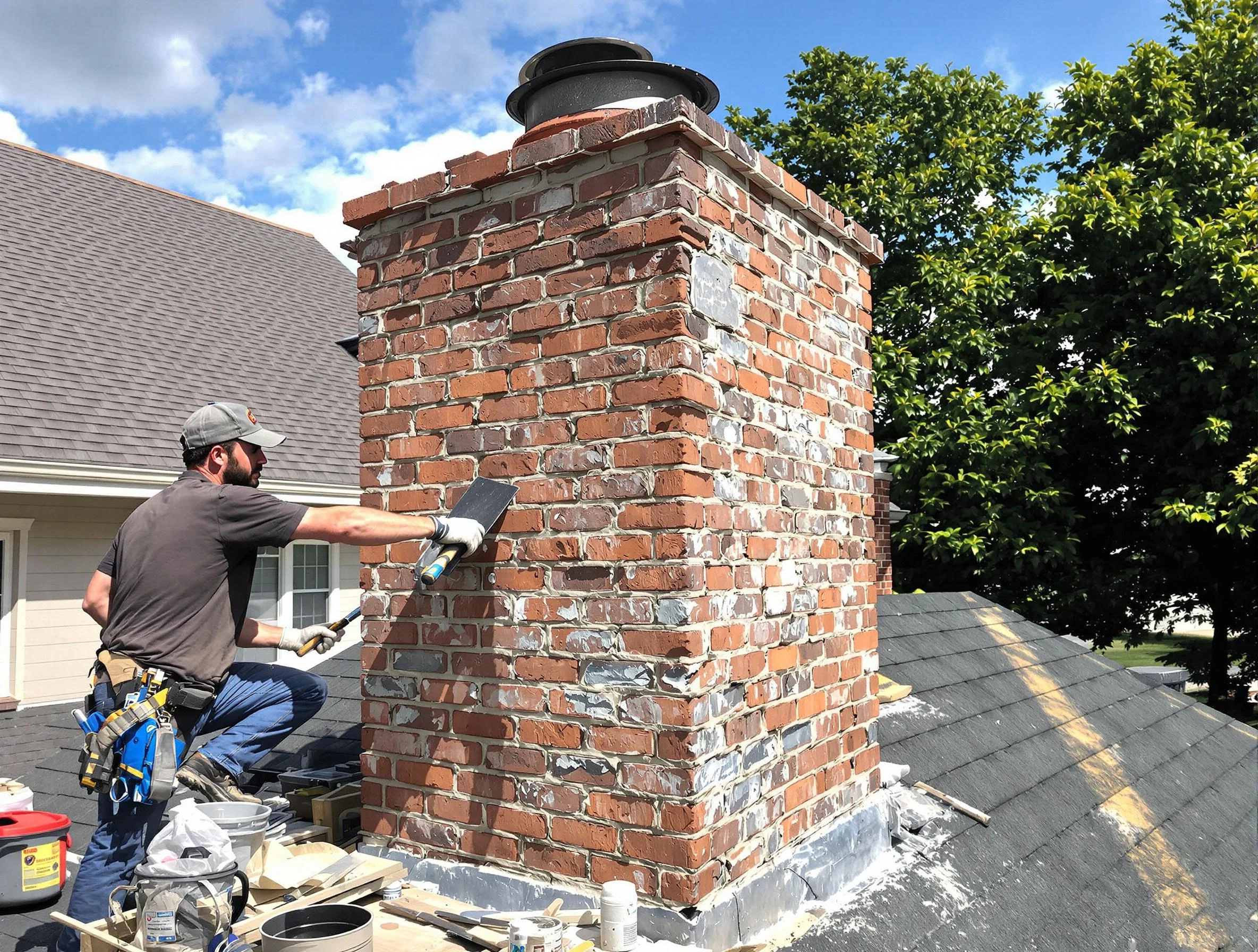 Completed chimney rebuild by Hiram Chimney Sweep in Hiram, GA
