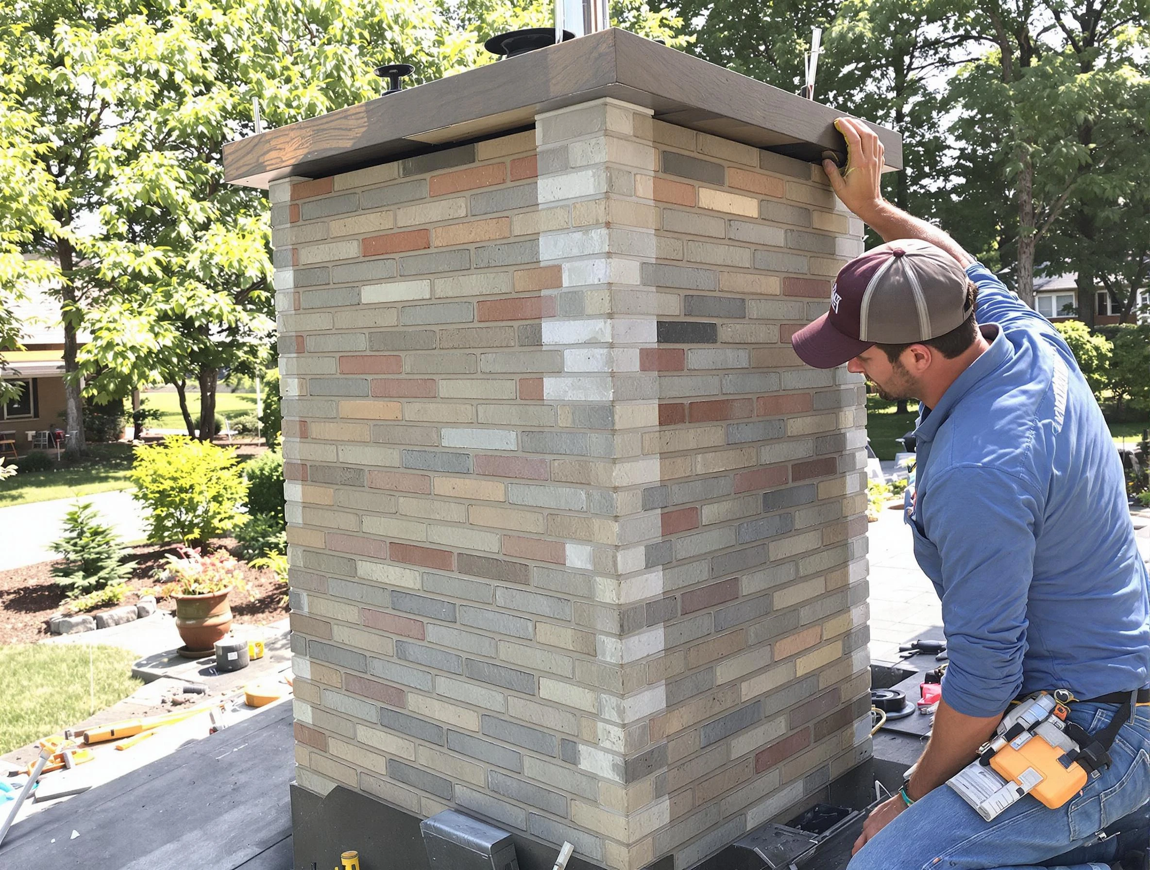 Hiram Chimney Sweep completing a modern chimney remodel in Hiram, GA