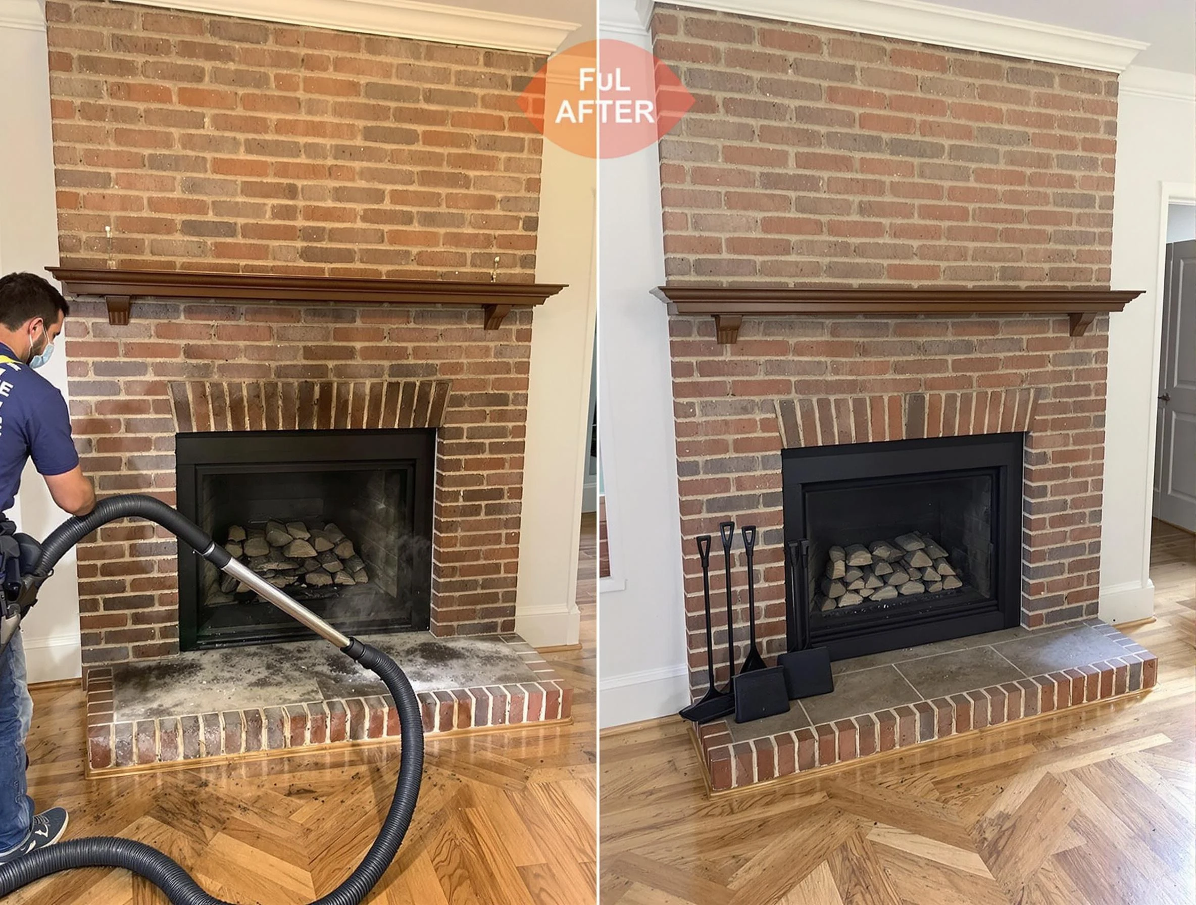 Hiram Chimney Sweep carefully sanitizing a fireplace in Hiram, GA